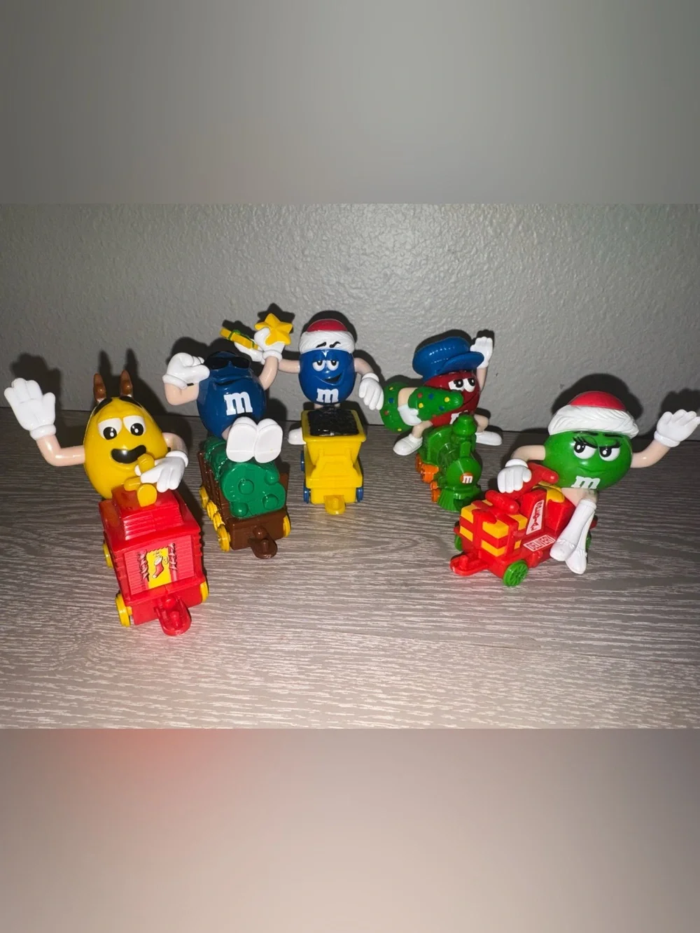 Vintage M&Ms Christmas Topper Ornaments & Express Decorative Train lot